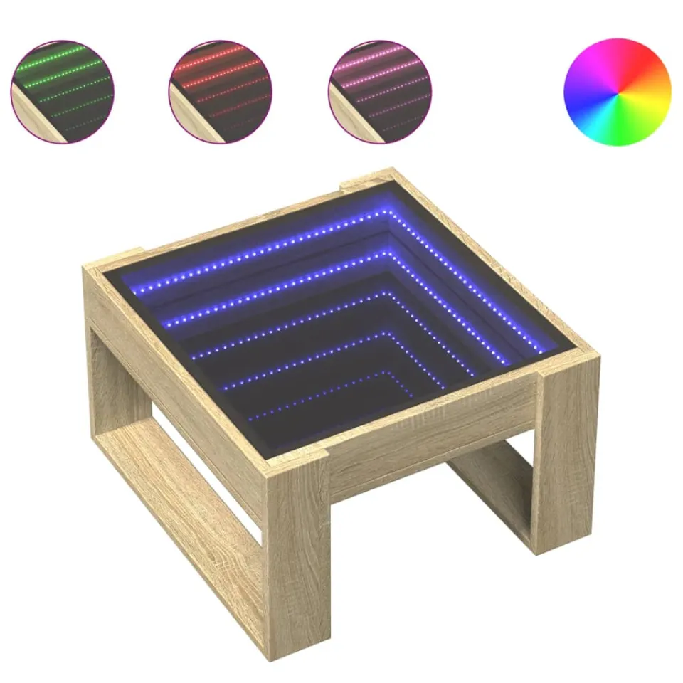 vidaXL Salontafel met Infinity LED 50x53x30 cm sonoma eikenkleurig, foto 4