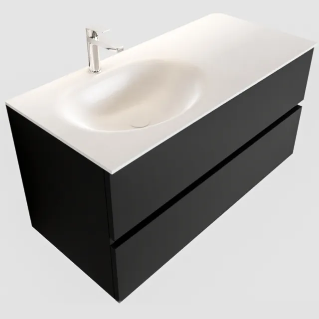 Boss & Wessing Badkamermeubel Solid Surface BWS Stockholm 100x45 cm Mat Zwart Urban Links (1 kraangat)