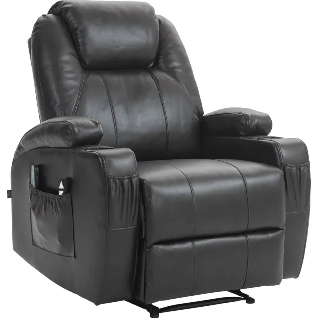CLP Hepler Fauteuil - Met massagefunctie - Verstelbare rugleuning met voetensteun - TV-fauteuil met warmtefunctie - bruin Kunstleer