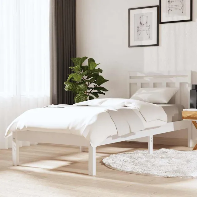 vidaXL Bedframe massief grenenhout wit 100x200 cm