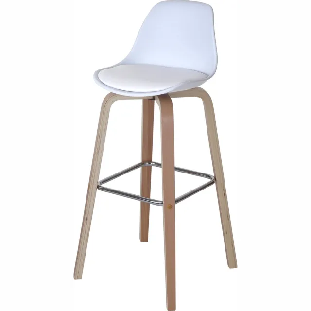 MCW Set van 2 barkrukken MCW-A89, barkruk met rugleuning ~ kunstleer, wit