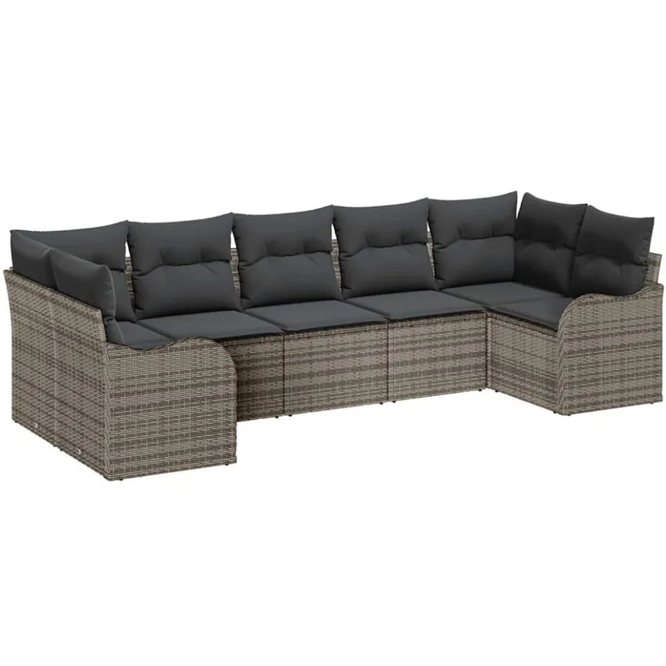 vidaXL Tuin Sofa Set 7 st Grijs Poly riet
