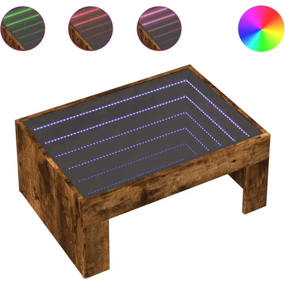 vidaXL Salontafel met Infinity LED 70x50x30 cm gerookt eikenkleurig, foto 3