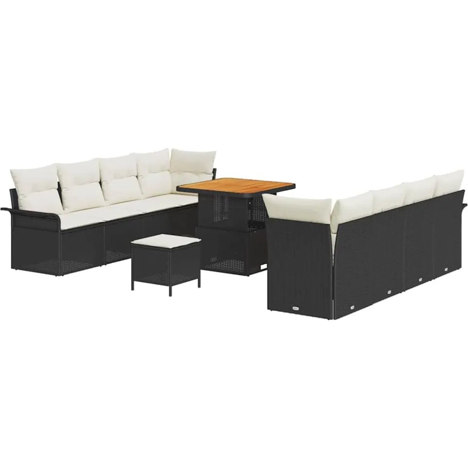 vidaXL Tuinbankenset 11 st Zwart poly rattan