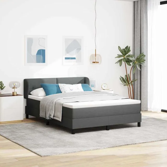 vidaXL Boxspringbed met hoofdeinde Donkergrijs 140 x 190 cm Stof