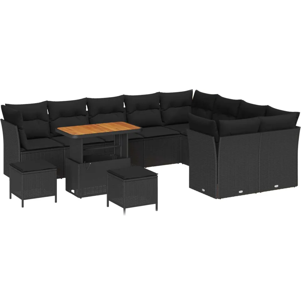 vidaXL Tuinbankenset 12 st Zwart poly rattan