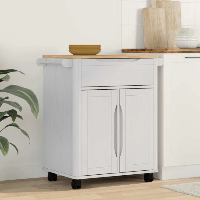 vidaXL Keuken Trolley FLORO Wit 72,5 x 45 x 80 cm Massief Vurenhout, foto 2
