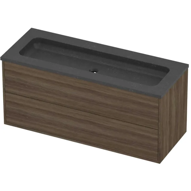 Proline Rollo Badmeubelset Hardsteen Elegant Zonder Gat 120x46x54 cm Blue Stone Vital Oak Eiken