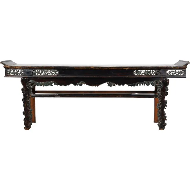 Fine Asianliving Antieke Chinese Sidetable Altaartafel Handgesneden B233xD40xH89cm Chinese Meubels Oosterse Kast Zwart