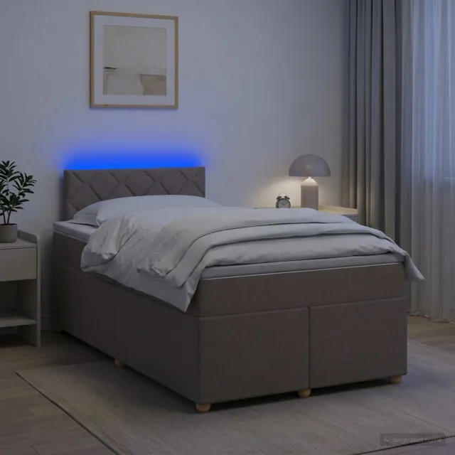 vidaXL Boxspringbed met matras met hoofdeinde Taupe 120 x 190 cm Stof
