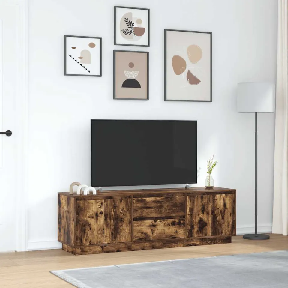 vidaXL Tv-meubel LED-verlichting 160,5x41x50 cm gerookt eikenkleurig, foto 3