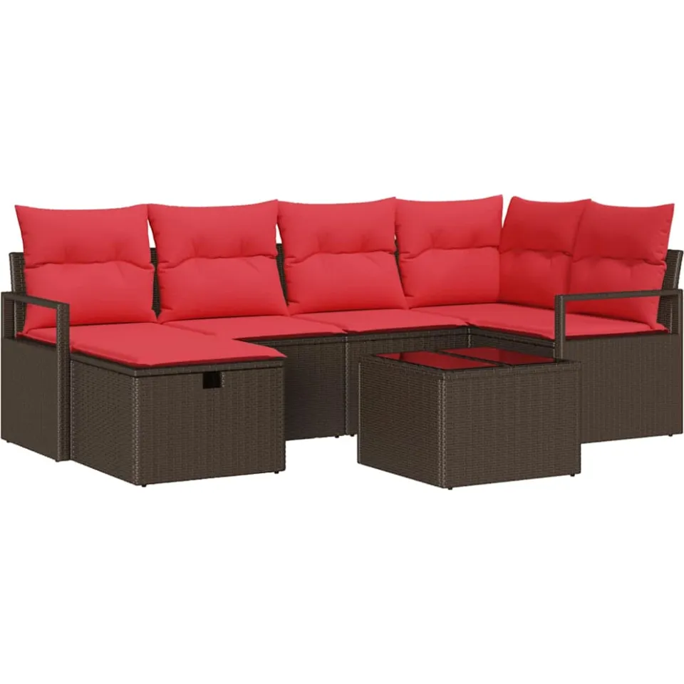 vidaXL Tuin Sofa Set 6 st poly rattan Bruin