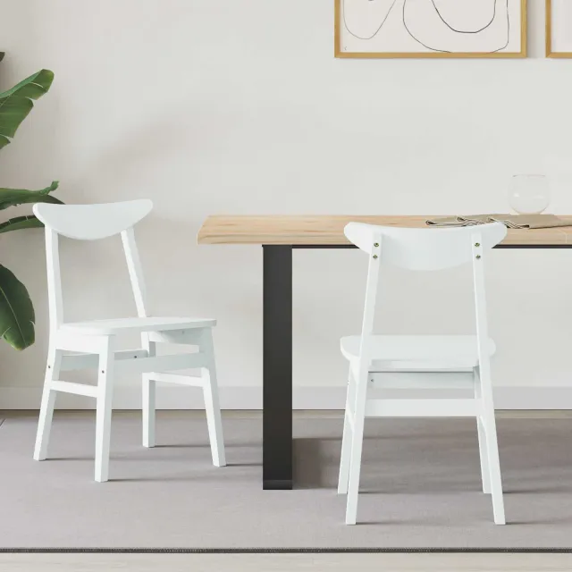 vidaXL Eettafelstoelen 2 st Massief Rubberhout Wit 42 x 47.5 x 81 cm, foto 2
