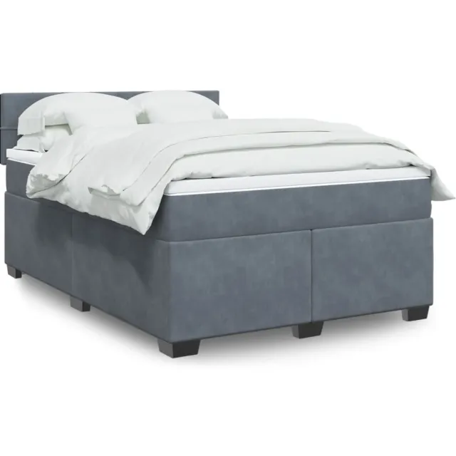 vidaXL Boxspring met matras fluweel donkergrijs 140x190 cm grijs