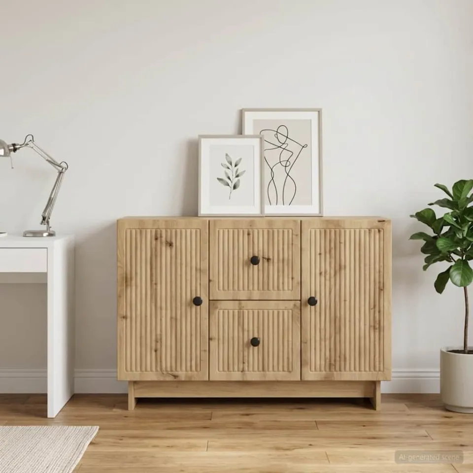 vidaXL Dressoir Artisanaal eiken 89 x 34,5 x 60 cm Bewerkt hout, foto 3
