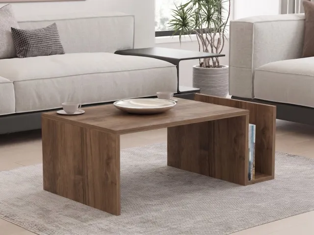Skye Decor , Salontafel, Memo - Venezia Walnut, Gemelamineerde spaanplaat, Venezia walnoot, 86,8 x 50 x 32,4 cm Venezia-walnoot