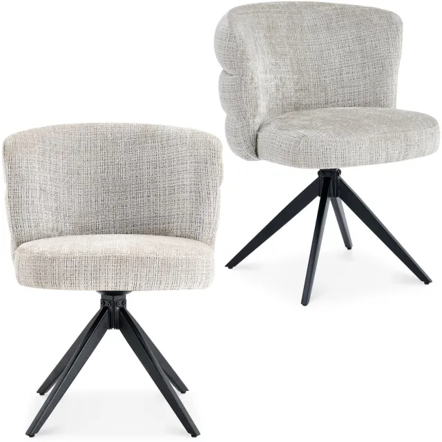 IDIMEX Eetkamerstoelen ESME, set van 2, 360° draaibaar - Greige grijs