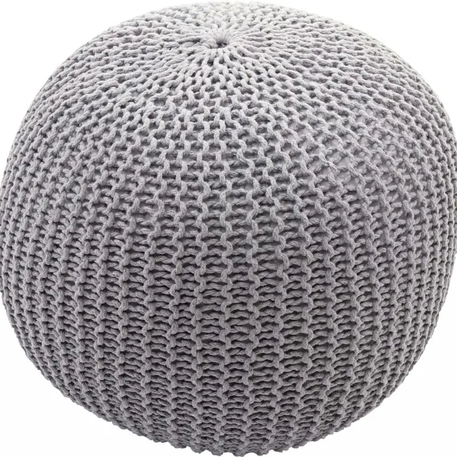 MCW Poef MCW-E16, Gebreide poef Gebreide poef, gebreide look 40x50cm ~ grijs