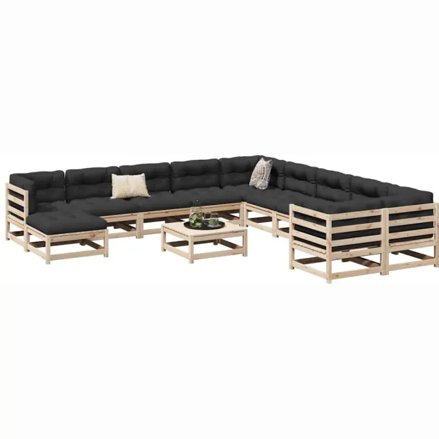 vidaXL 12-delige Loungeset massief grenenhout Bruin