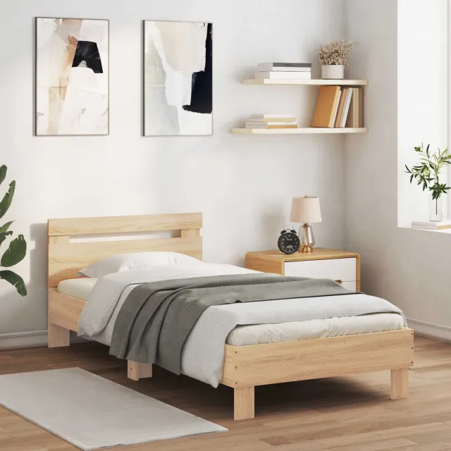 vidaXL Bedframe Sonoma Eiken 80 x 200 cm Bewerkt hout