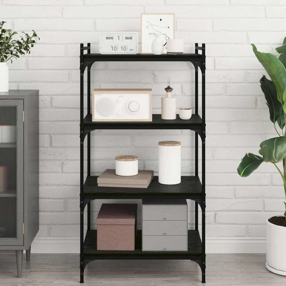 vidaXL Boekenplank Bord 3-laags 4 st 60 x 40 x 1,5 cm Bewerkt hout zwart, foto 3