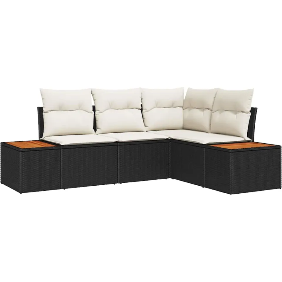 vidaXL Tuinbankenset 5 st Zwart Poly riet, foto 4