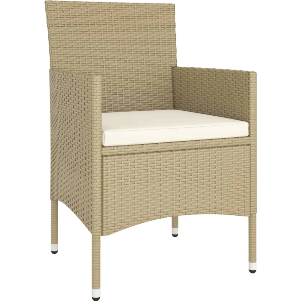 vidaXL 5-delige Bistroset poly rattan en gehard glas beige, foto 3
