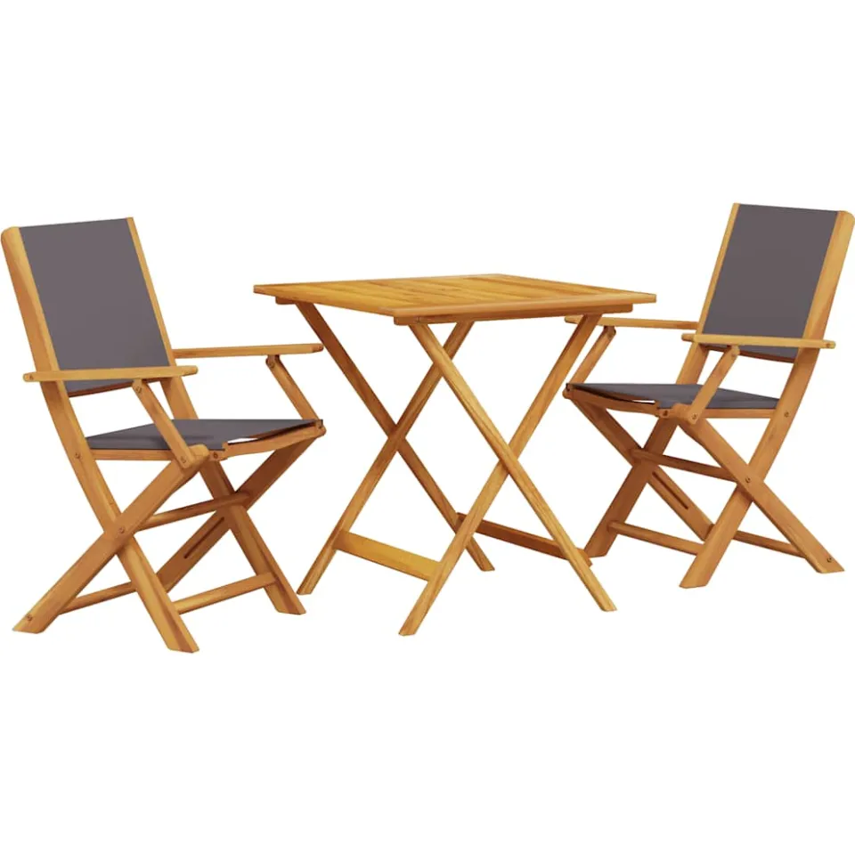 vidaXL 3-delige Bistroset stof en massief hout antracietkleurig Anthraciet