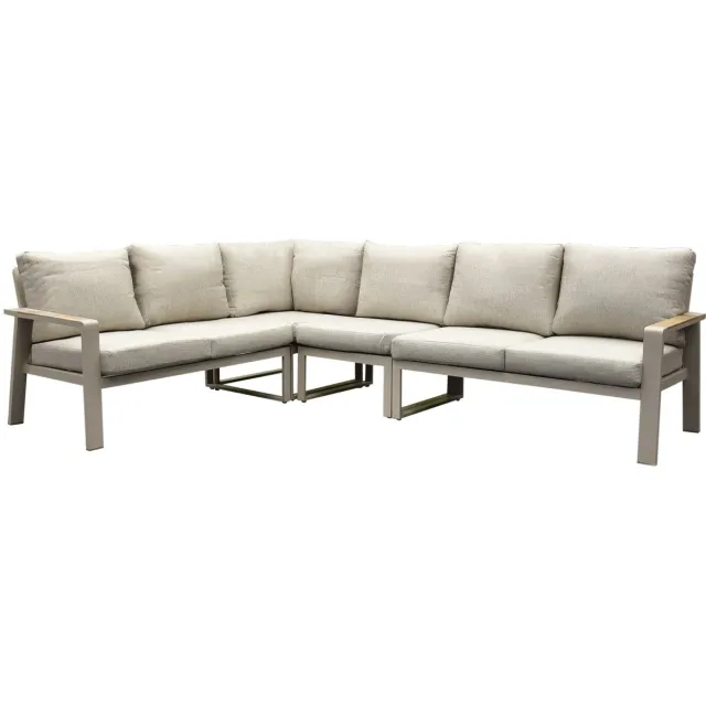 AVH-Collectie Lola hoek loungeset 4-delig aluminium latte zand Taupe, Zand / Latte / Linen