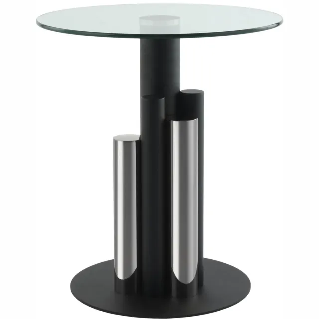 Padiro ronde bijzettafel - Ø 46 x 52 cm - Zilverkleurig - Modern Art deco Glamour - Glas, Roestvrij staal, Aluminium, IJzer - gehard glas