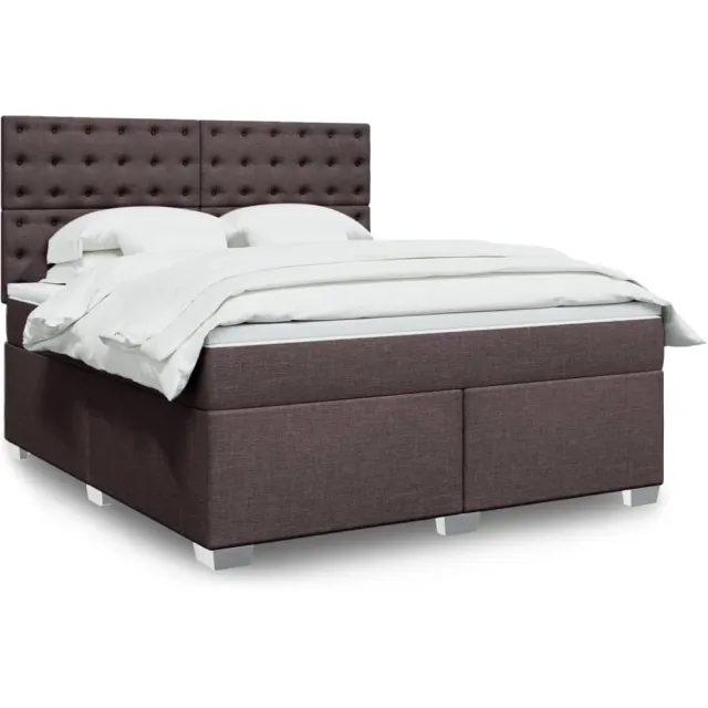 vidaXL Boxspring met matras stof donkerbruin 180x200 cm bruin