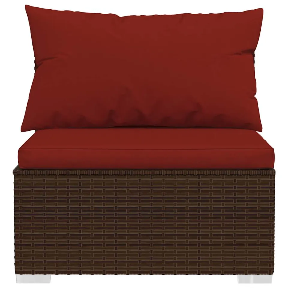 vidaXL 11-delige Loungeset met kussens poly rattan bruin, foto 4