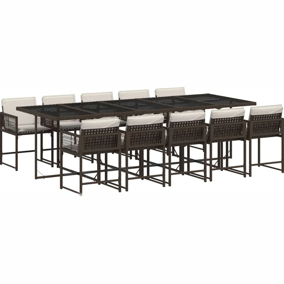 vidaXL 11-delige Tuinset met kussens poly rattan bruin, foto 3