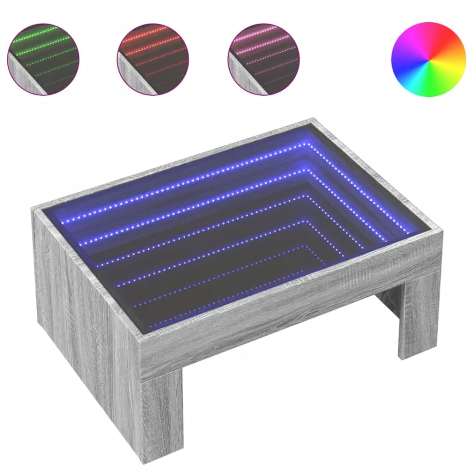 vidaXL Salontafel met Infinity LED 70x50x30 cm betongrijs