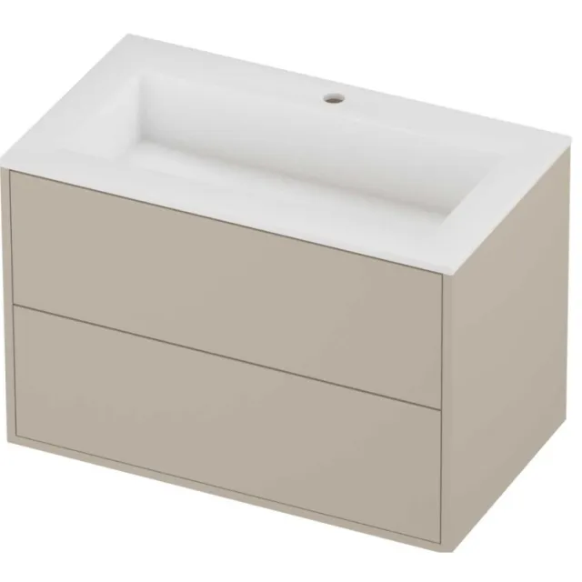 Proline Aristo Badmeubelset Polystone Elegant In Kader 80x46x54 cm Mat White Soft Linen Beige