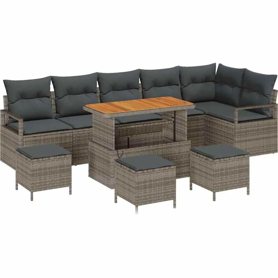 vidaXL Tuin Sofa Set 10 st Grijs Poly riet