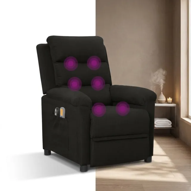 GranMaison Massagestoel - Relaxfauteuil - Zetel - Stof - 1 persoons - Met armleuning - Zeer comfortabel - Elektrisch - Zwart Zwart versie 6