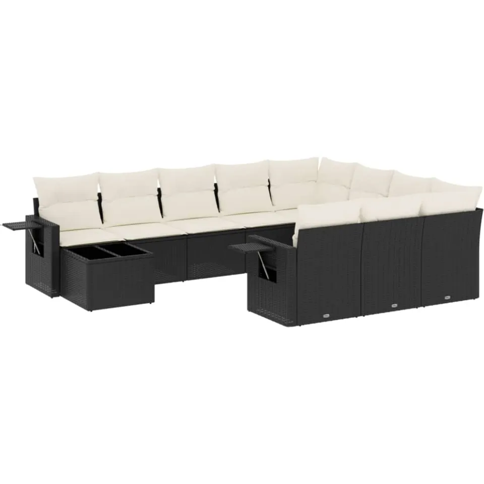 vidaXL 11-delige Loungeset met kussens poly rattan zwart