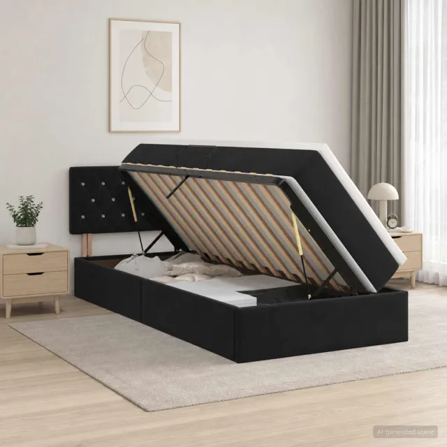 vidaXL Opslag bed met hoofdeinde Zwart 100 x 200 cm Fluweel