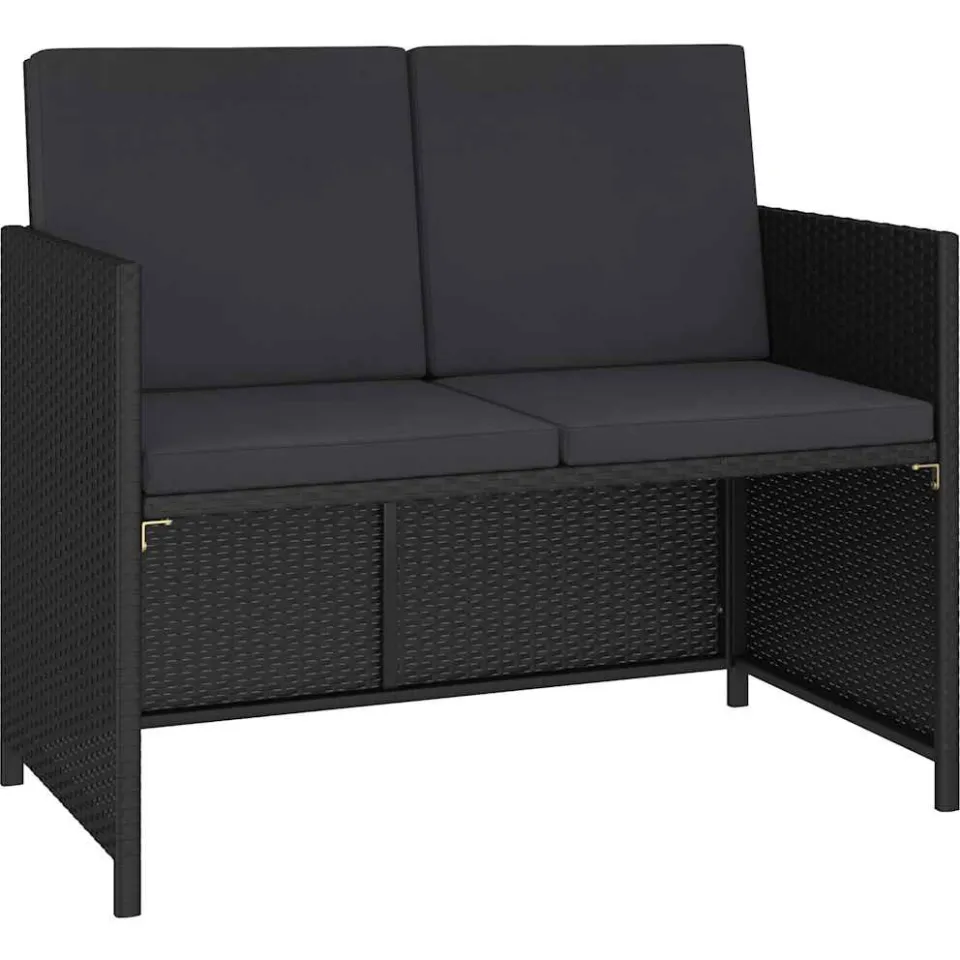 vidaXL 6-delige Tuinset met kussens poly rattan zwart