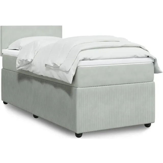 vidaXL Boxspring met matras fluweel lichtgrijs 90x200 cm grijs