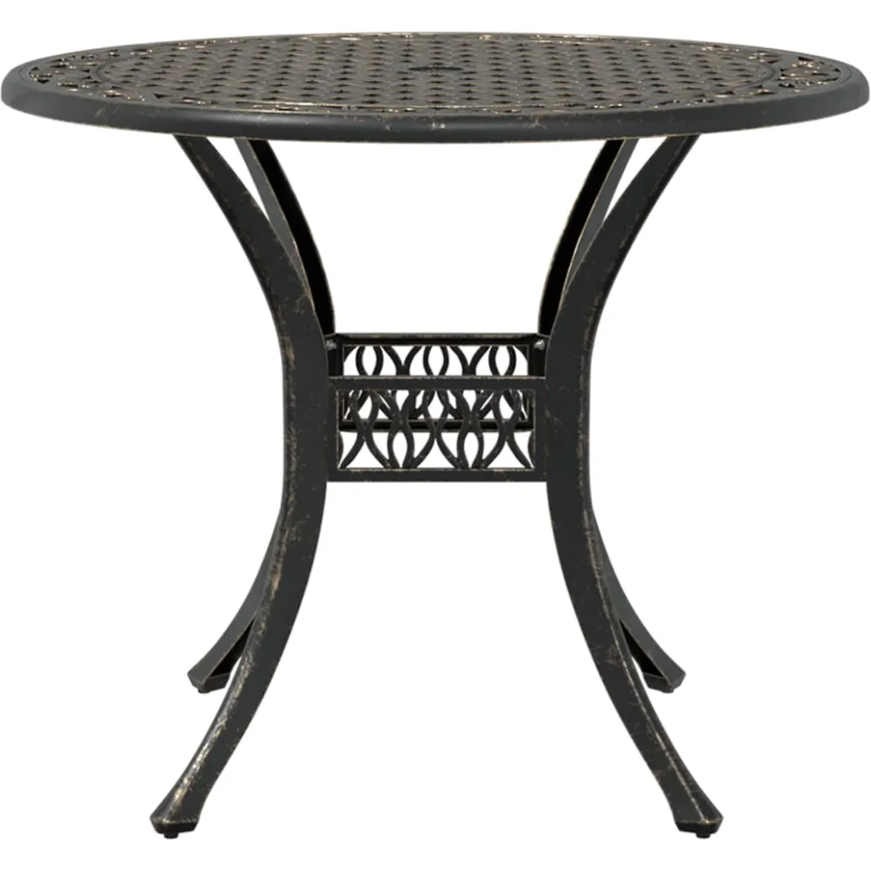 vidaXL Tuintafel Ø 90x75 cm gietaluminium bronskleurig bruin, foto 4