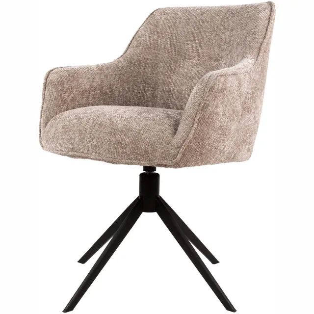 Nest of Nora Set van 2 - Nest of Nora Eetkamerstoelen met armleuning Nika - Draaibaar - Zand - Scandinavisch Lichtbruin
