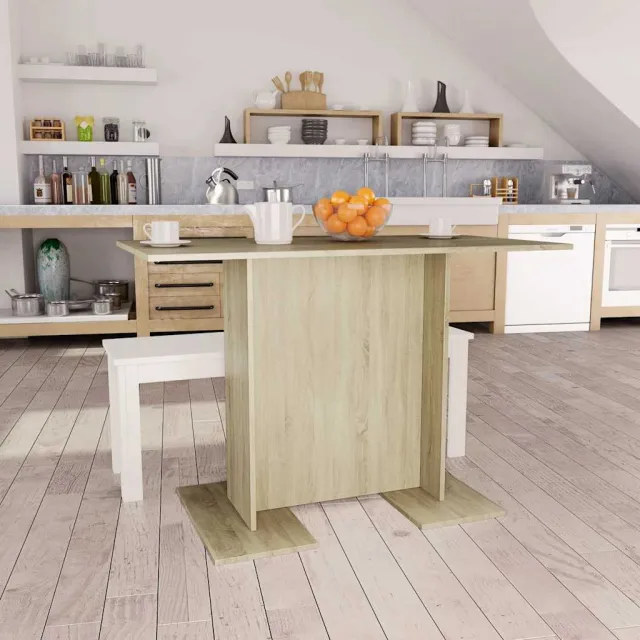 vidaXL Eettafel 110x60x75 cm bewerkt hout sonoma eikenkleurig Bruin