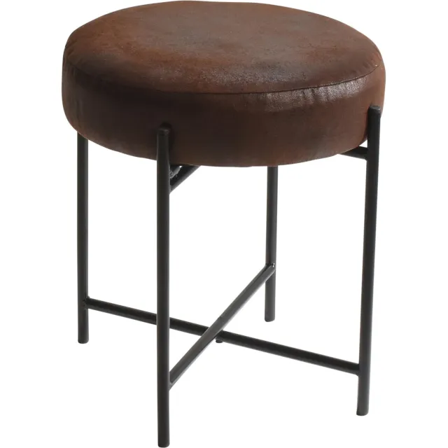 Home Styling Collection - Ronde kruk met metalen frame, Ø 36 cm bruin