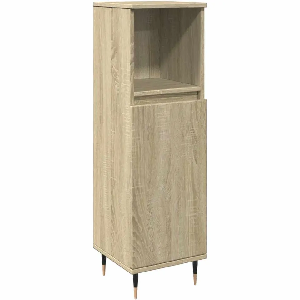 vidaXL Badkamerkast 30x30x100 cm bewerkt hout sonoma eikenkleurig, foto 3