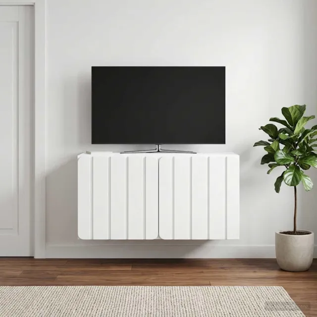 vidaXL Wandbeugel TV-kast 59,5 x 31 x 30 cm Wit Bewerkt hout