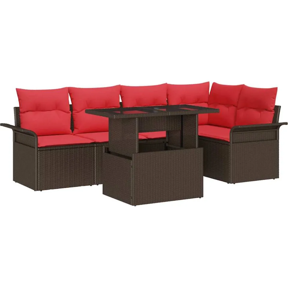 vidaXL Tuin Sofa Set 6 st Bruin Poly riet