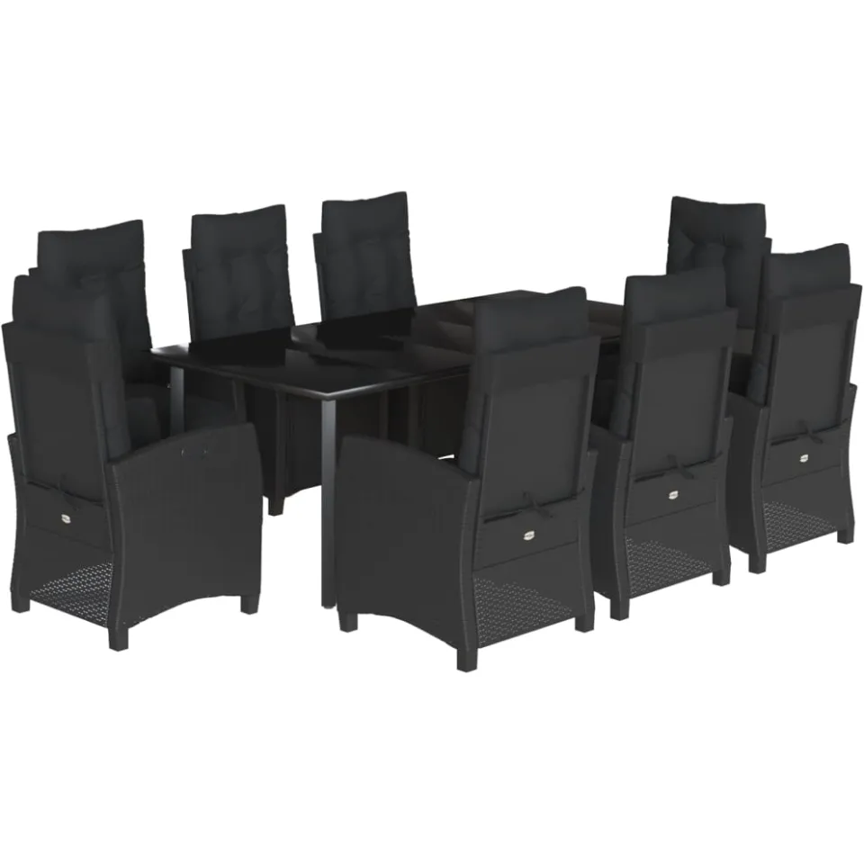 vidaXL 9-delige Tuinset poly rattan zwart, foto 3