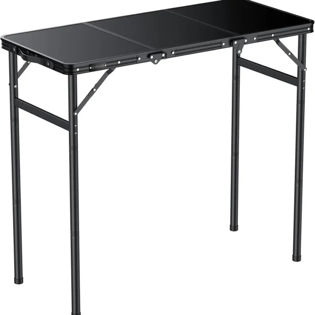 Vellaro Campingkast - Zwart - 35,4 x 15,7 inch - Opvouwbare Aluminium Picknicktafel - Verstelbaar en Draagbaar 35.4" L x 15.7" W